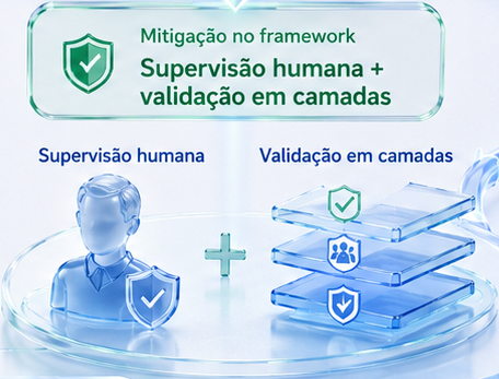 Ilustração: supervisão humana e validação em múltiplas camadas.