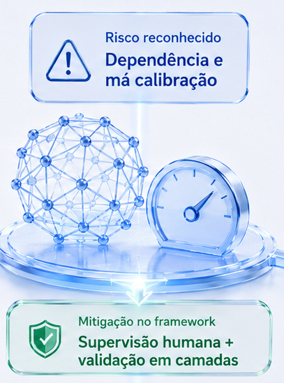 Ilustração: risco de dependência e má calibração da IA.